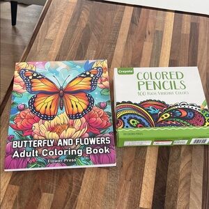 Crayola Butterfly and Flowers Coloring Book with Colored Pencils